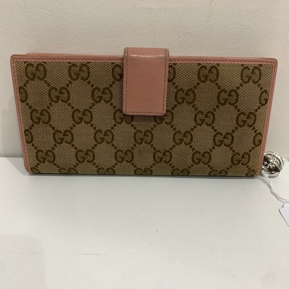 Gucci Brown GG Canvas Long Wallet Sku#84800 (gently used, corners tearing) - Picture 1 of 12